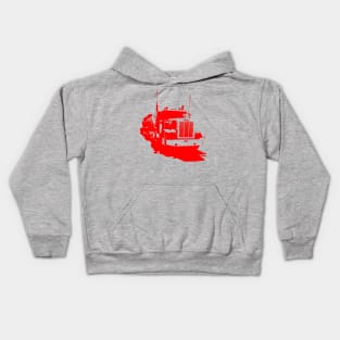 Freightliner classic 1980s big rig truck monoblock red Kids Hoodie